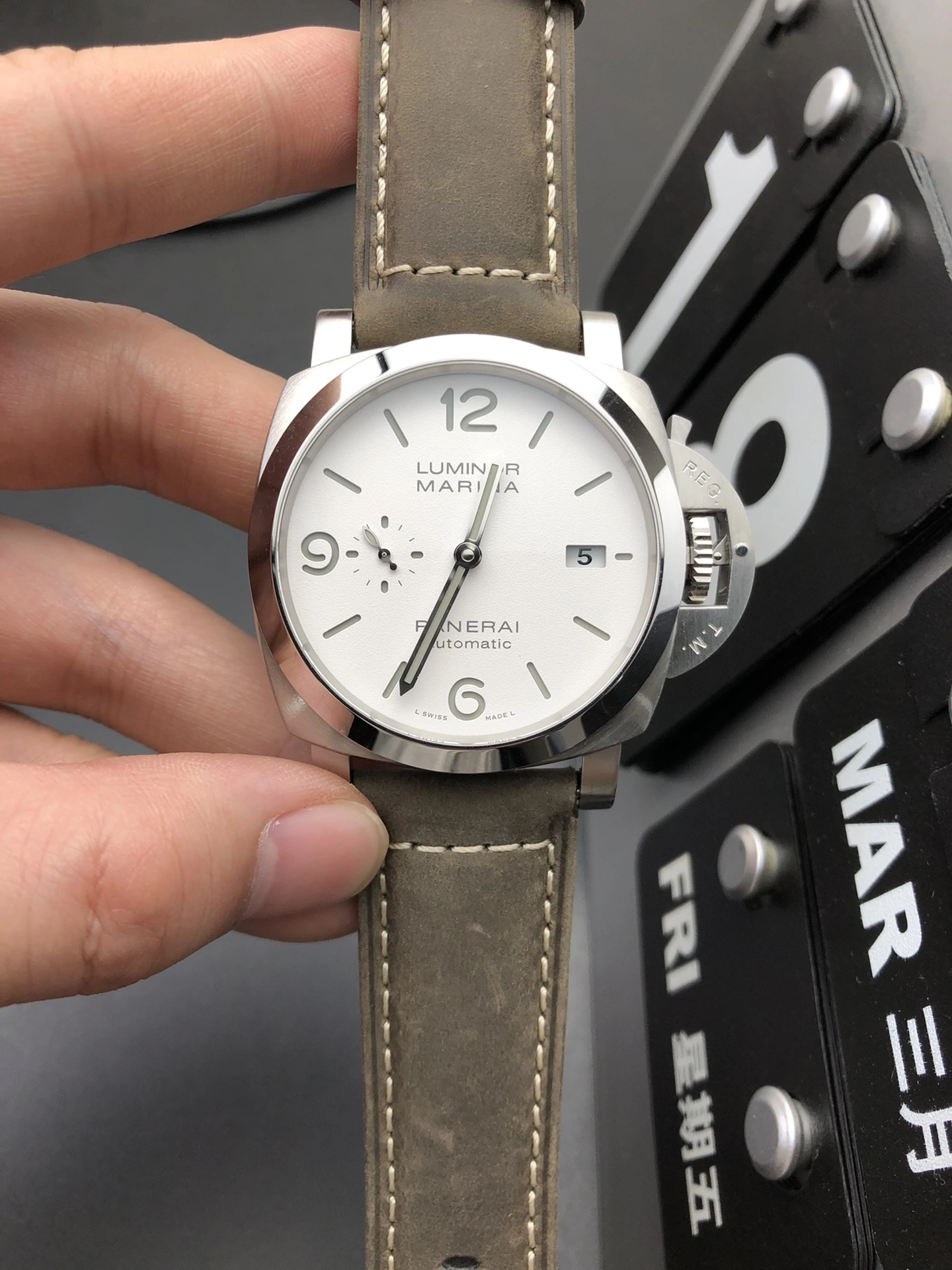 CBD Factory Panerai Luminor Marina 44mm White Dial Distressed Luminous Arabic Numerals Brown Leather Strap(PAM01314)1:1 Super Clone – DDP.9010 Movement Vibrant 376
